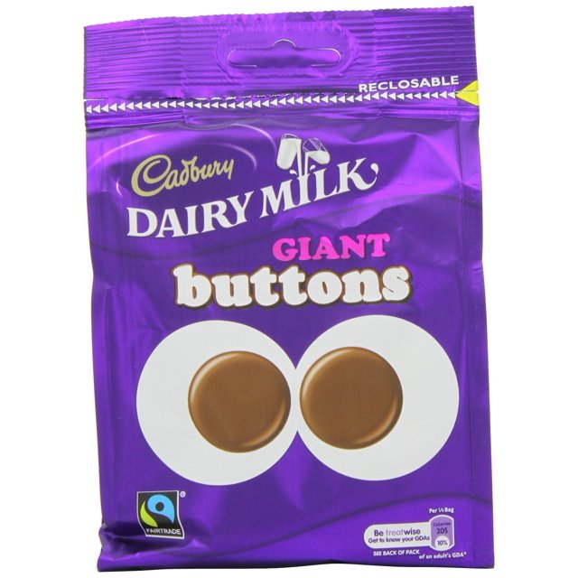 Cadbury Dairy Milk Chocolate Giant Buttons Sharing Bag 155 G (Pack Of 5)