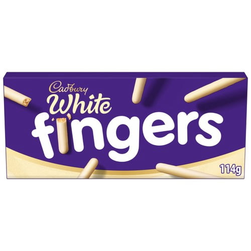 Cadbury Dairy Milk Fingers White Chocolate Biscuits 114g, British Import (Pack of 2)