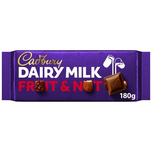 Cadbury Dairy Milk Fruit & Nut Chocolate Bar 180g, British Import (Pack of 3)
