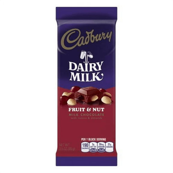 Cadbury Dairy Milk Fruit & Nut Chocolate Candy Bar - 3.5oz