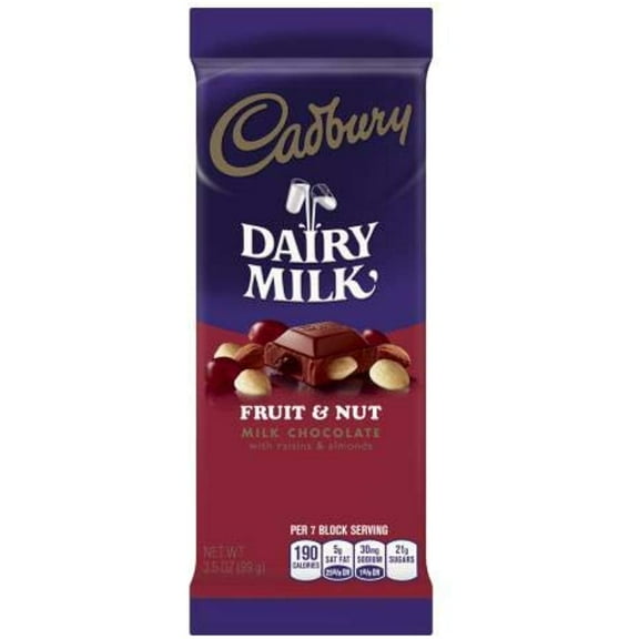 Cadbury Dairy Milk Fruit & Nut Milk Chocolate Bar, 3.5-Ounce (Pack Of 4)