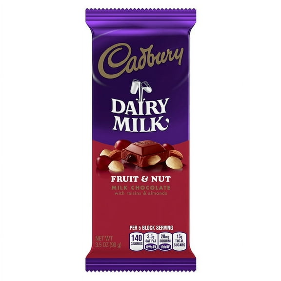 Cadbury Dairy Milk Fruit & Nut Milk Chocolate Bar Fruit & Nut 3.5oz Pack of 2