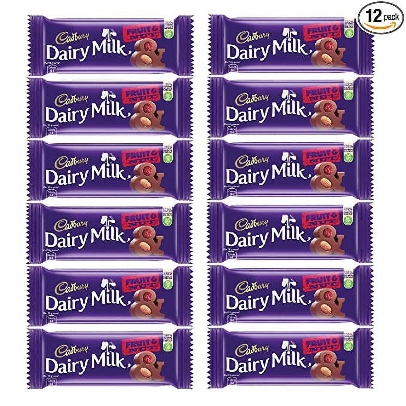 Cadbury Dairy Milk Fruit and Nut Chocolate Bar, 36g (Pack of 12