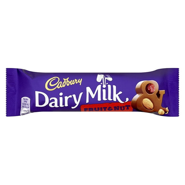 Cadbury Dairy Milk Fruit and Nut Chocolate Bar 49g Pack of 6 Free