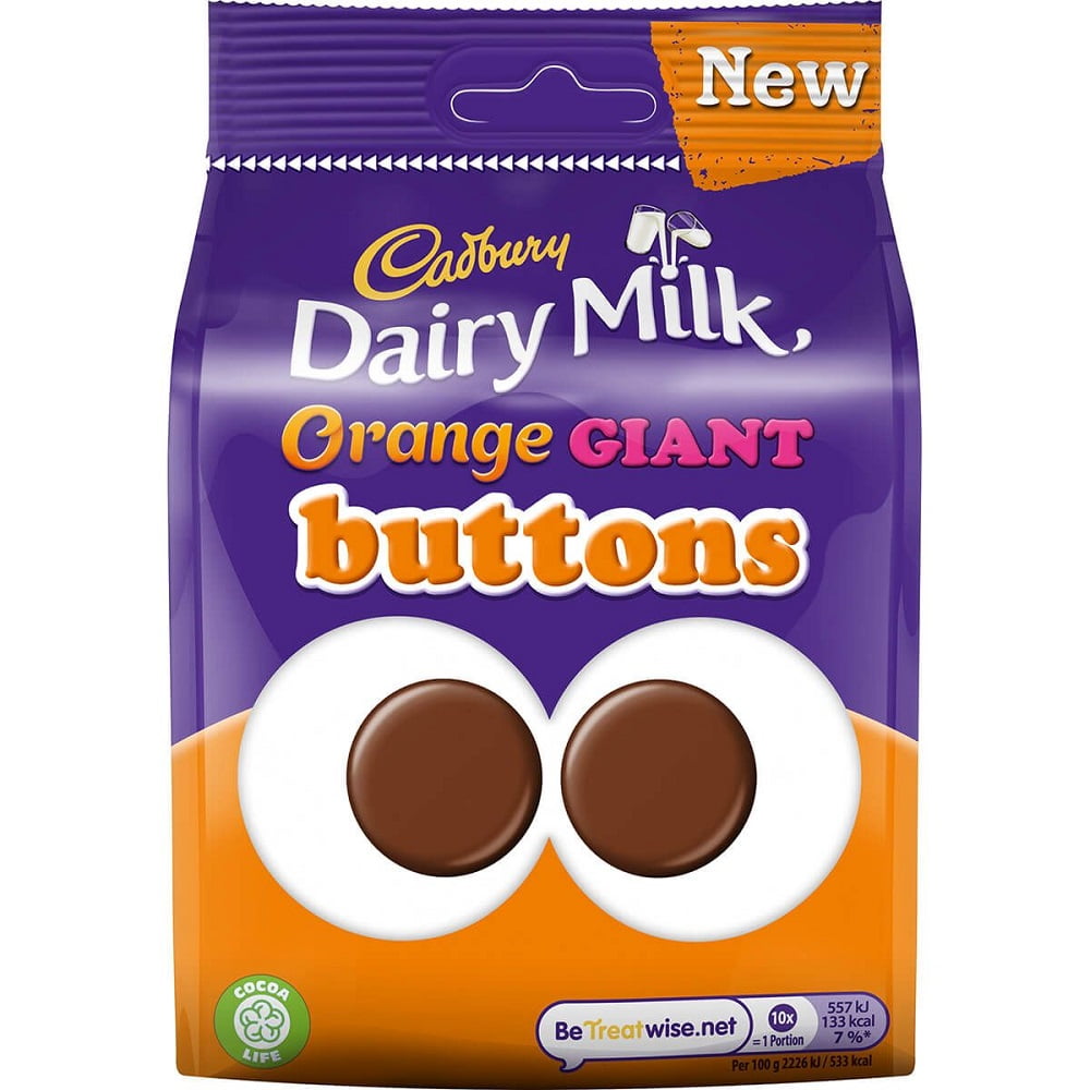 Cadbury Dairy Milk Giant Orange Buttons 110g (Pack of 10)
