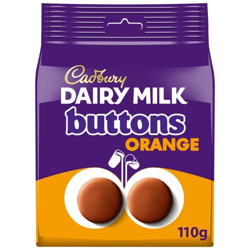 Cadbury Dairy Milk Orange Chocolate Giant Buttons Bag 100g, British Import (Pack of 3)