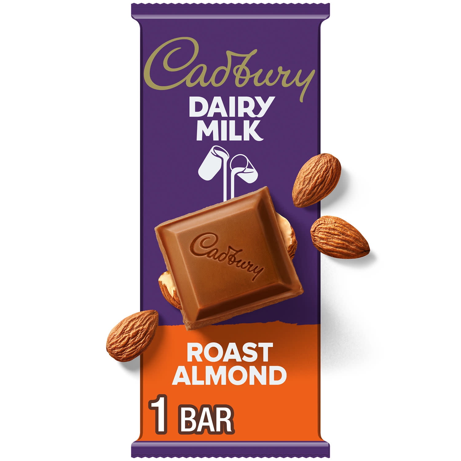 Cadbury Dairy Milk Roast Almond Milk Chocolate Candy, Bar 3.5 oz