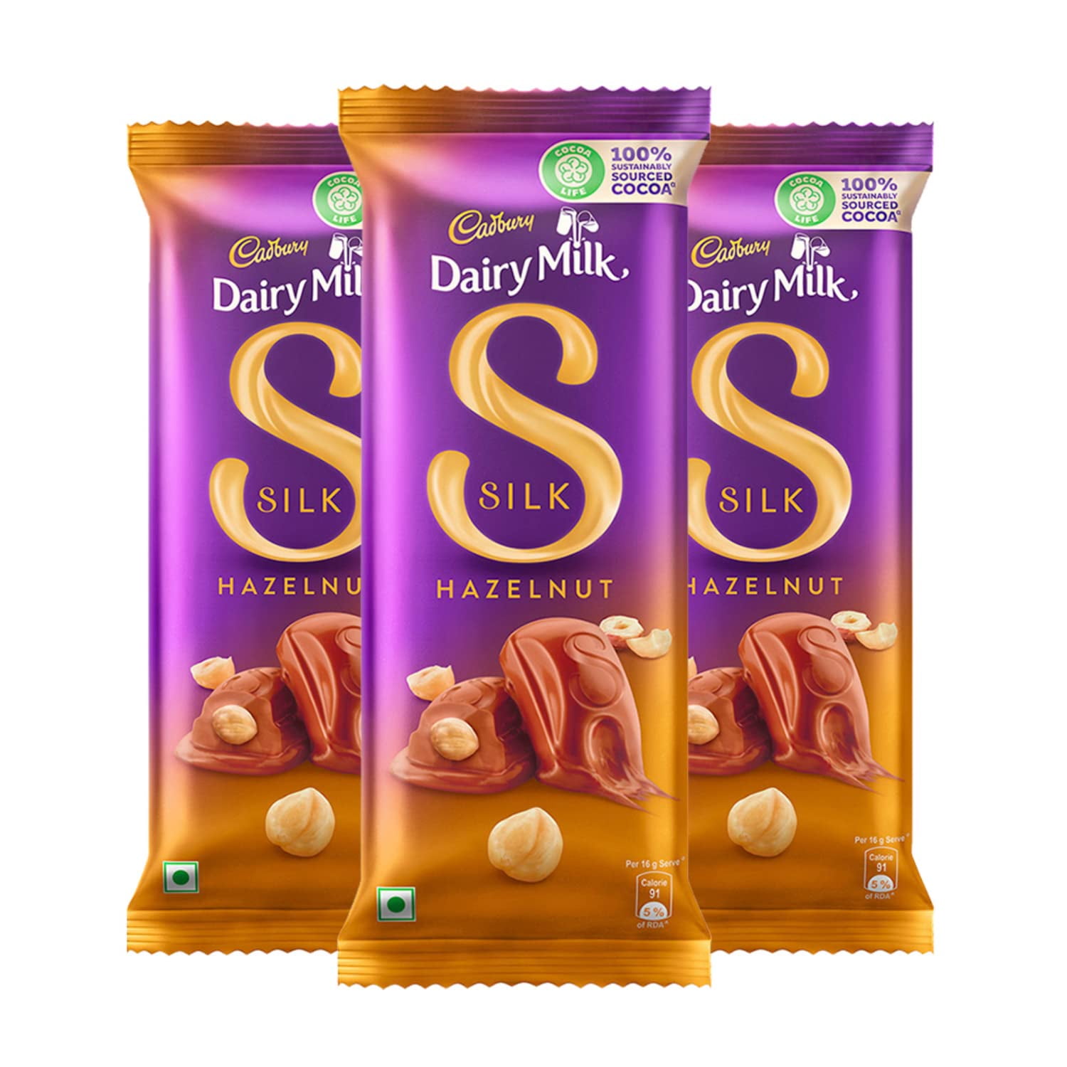 Cadbury Dairy Milk Silk Hazelnut Chocolate Bar, 143 G (Pack Of 3