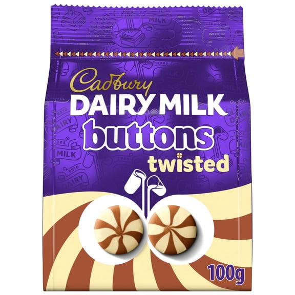 Cadbury Dairy Milk Twisted Chocolate Buttons Bag 100G, Imported from Britain