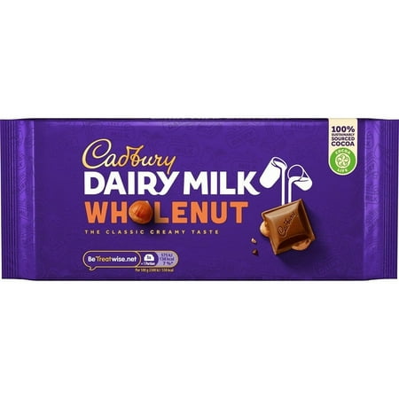 Cadbury Dairy Milk Whole Nut Chocolate Bar 180g (Pack of 2)