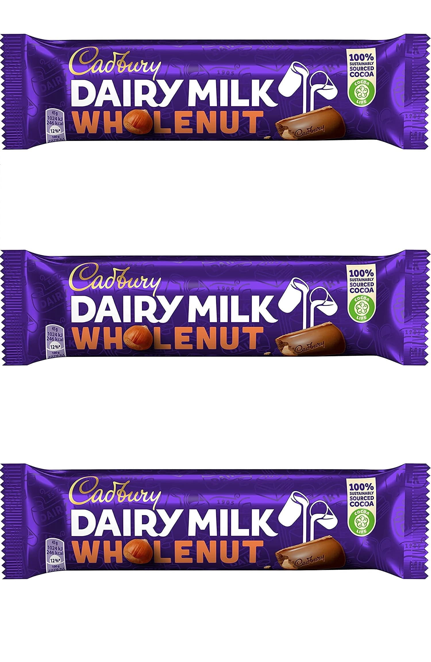 Cadbury Dairy Milk Wholenut Milk Chocolate With Whole Hazelnut 45G Pack