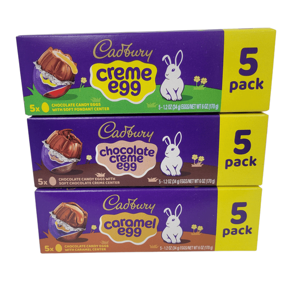 Cadbury Easter Chocolate Egg Variety Pack – Caramel Eggs (5ct), Creme Eggs (5ct), & Chocolate Eggs (5ct) – 3 Pack