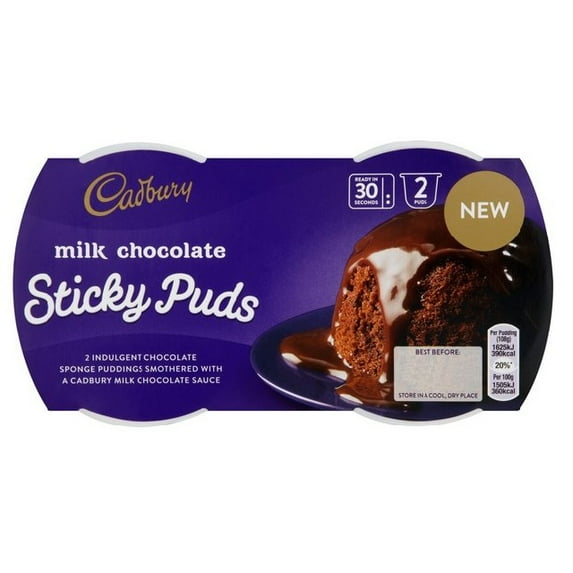 Cadbury Milk Chocolate Puddings 2X95g, Imported from Britain