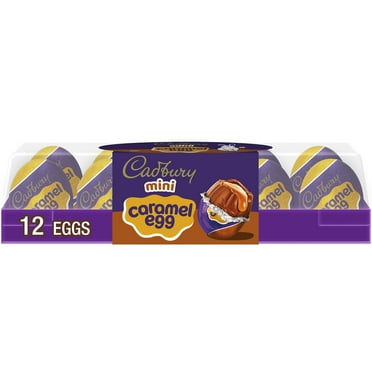 Cadbury Mini Caramel Egg Chocolate with Caramel Easter Candy, Tray 3.8 oz, 12 Pieces