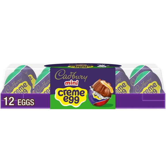 Cadbury Mini Creme Egg Chocolate with Fondant Easter Candy, Tray 3.8 oz, 12 Pieces
