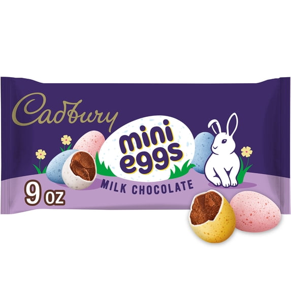 CADBURY MINI EGGS Milk Chocolate, Easter Candy Basket Stuffers Bag, 9 oz