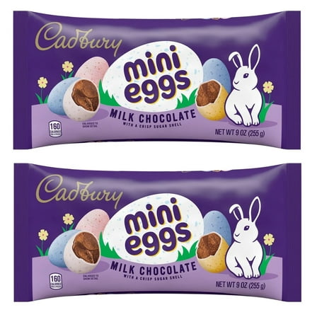 Cadbury Mini Eggs Milk Chocolate Filled Easter Candy, 9 oz bags, Pack of 2