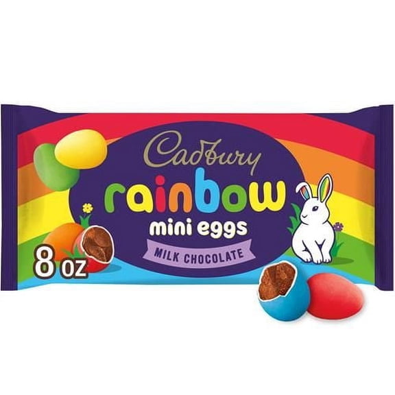 Cadbury Mini Eggs Milk Chocolate Rainbow, Easter Candy Bag, 8 Oz - Pack of 2