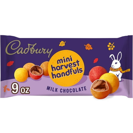 Cadbury Mini Harvest Handfuls Milk Chocolate Halloween Candy, Bag 9 oz