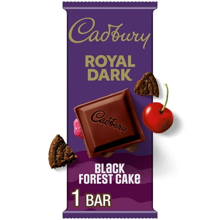 Cadbury Royal Dark Black Forest Cake Dark Chocolate Candy, Bar 3.5 oz