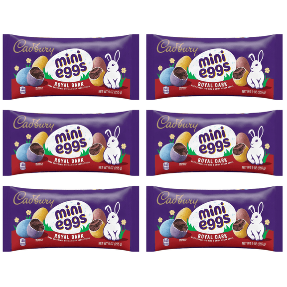Cadbury Royal Dark Mini Eggs Easter Candy 6 Pack, 9 oz Bags