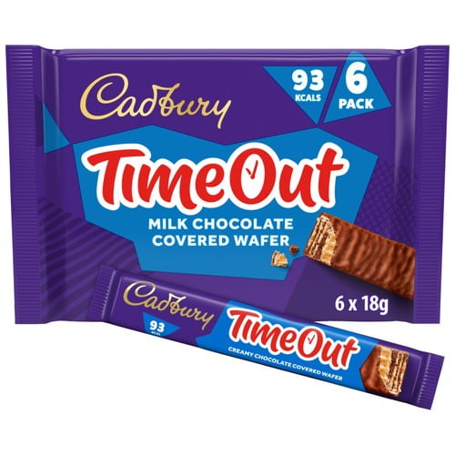 Cadbury Timeout Milk Chocolate Wafer Bar Multipack 6 x 18g, British Import (Pack of 3)