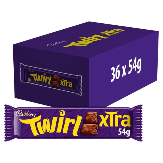 Cadbury Twirl Xtra Duo Chocolate Bar 54g (pack of 36)