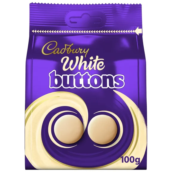Cadbury White Chocolate Buttons Bag 100G, Imported from Britain