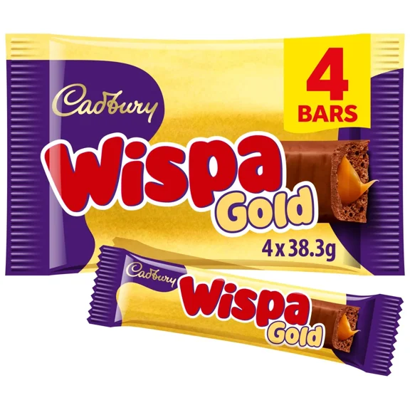 Cadbury Wispa Gold Chocolate Bar 4 Pack Multipack - 4 x 38.3g