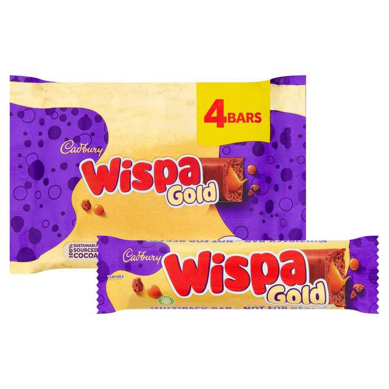 Cadbury Wispa Gold Chocolate Bar Multipack 153g ( 4 PACK ) - Free Shipping  - Made in the United Kingdom - Imported by Sentogo