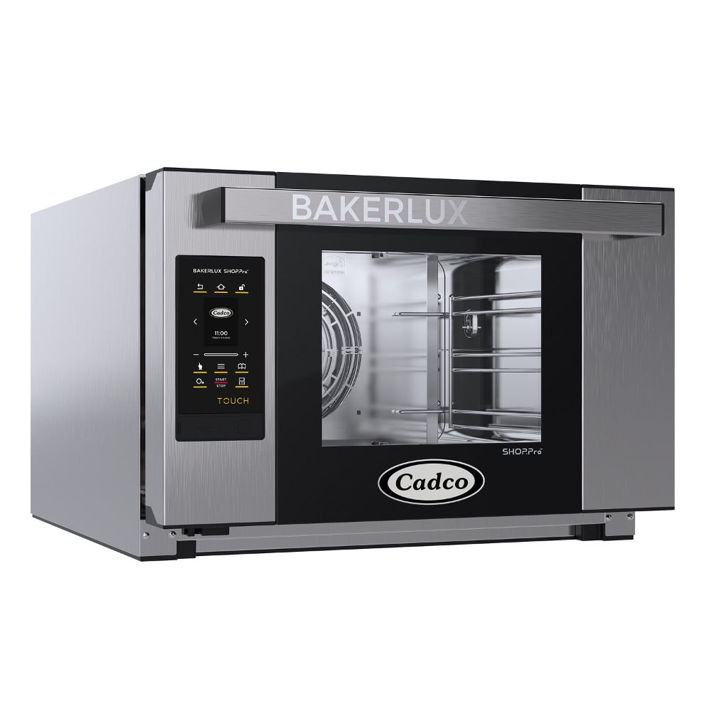 Cadco XAFT-04HS-TD Convection Oven, Bakerlux TOUCH Heavy-Duty Digital, Half-Size, 4 Shelves, Touch Controls, Reversible Fan, Bottom Hinged Glass Door, Stainless Steel, 208/240V, NSF