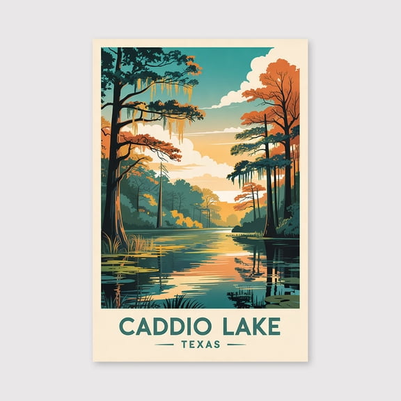 Caddo Lake Travel Print Canvas Wall Art, Caddo Lake Wall Hanging Home decor Caddo Lake Canvas Art, Texas Art Canvas Texas Travel Print Canvas-1WN363