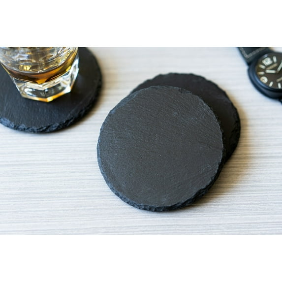 Caddy Bay Collection Slate Coaster - Set of 4 Round Slate