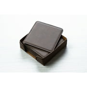 Caddy Bay Collection  Square Vegan Leather Coaster - 5 Colors Brown