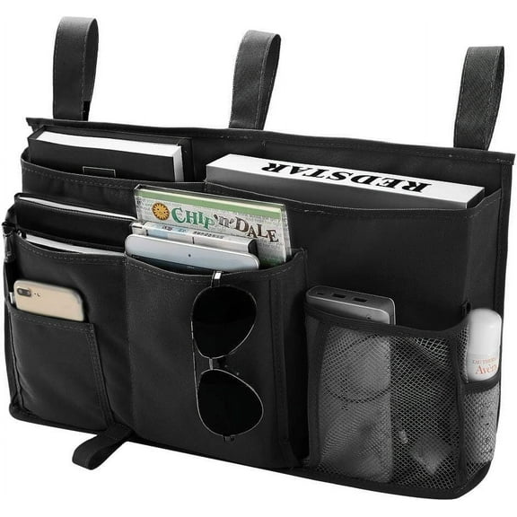 Caddy Hanging Organizer Bedside Storage Bag for Bunk and Hospital Beds, Black, Small