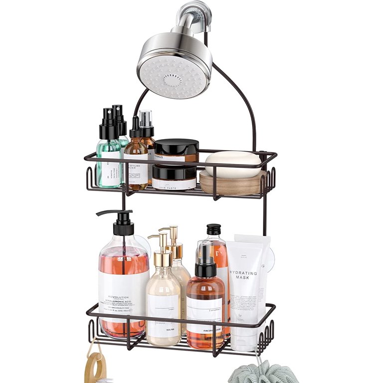 Shower Caddy Hanging over Shower Head Rust Roof Shower Organizer with 10  Hooks for Razor Shampoo Holder Bathroom Shower Rack Storage Shelf with  Towel