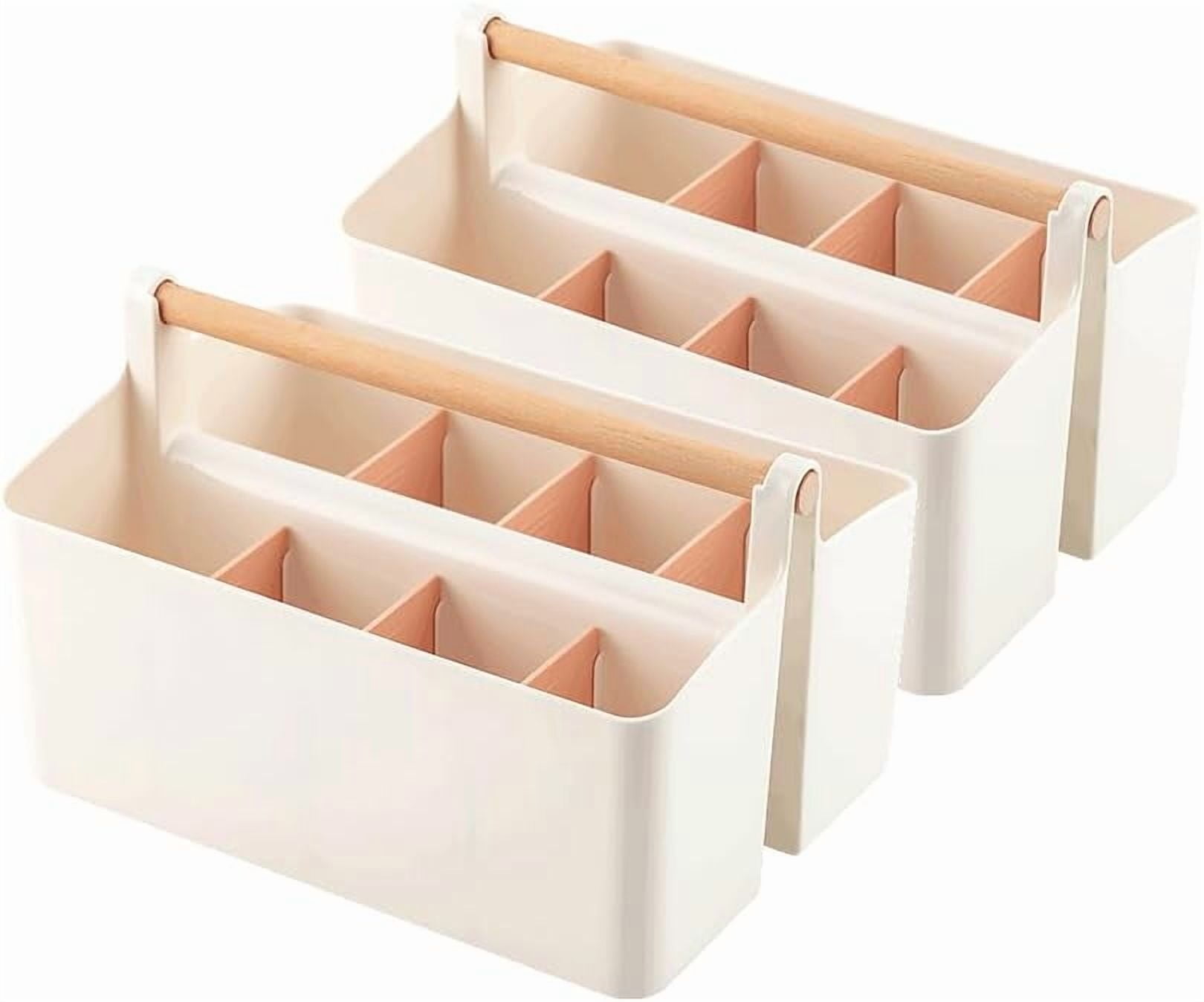 Storage Organizer with Handle, 2 Pack Portable Marker Organizer with Adjustable Divided for Art Supplies, Makeup, Sewing, Colored