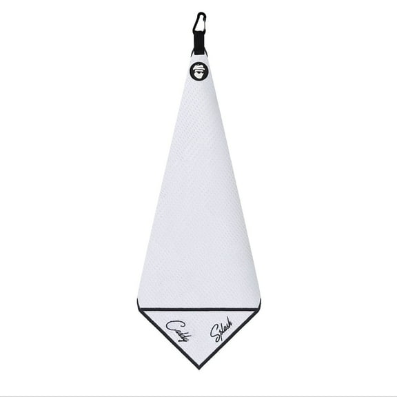 Caddy Splash Pocket Mag Towel – Magnetic Microfiber Golf Towel with Ball Pocket, Ultra-Absorbent & Durable, Strong Magnet & Carabiner for Easy Bag Attachment – The Ultimate Golf Towel-White/Black