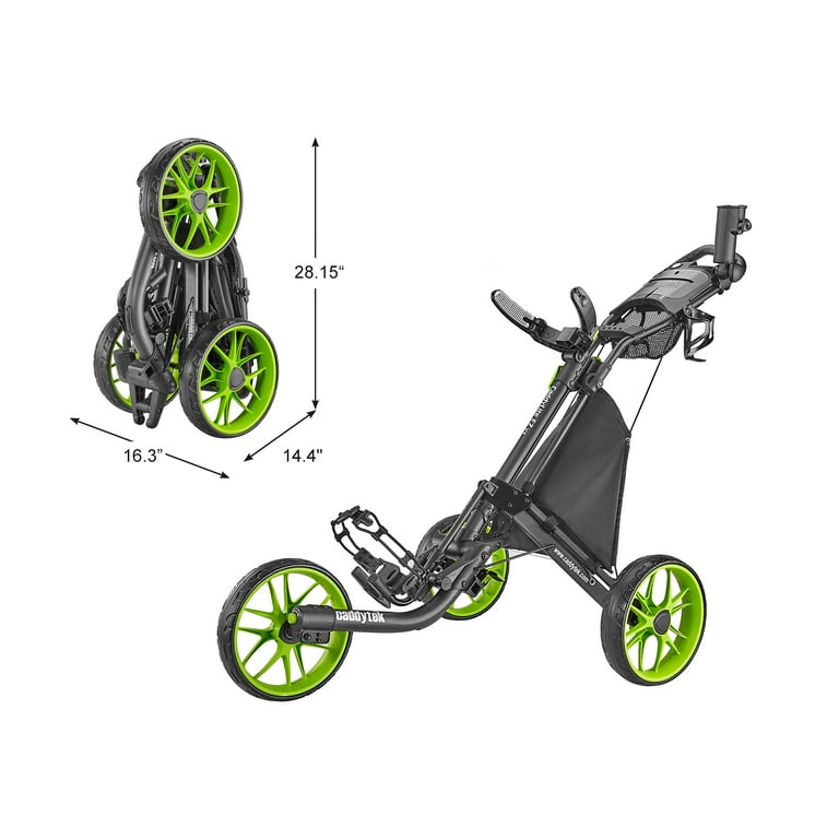 CaddyTek, Golf Push Cart, EZ-Fold V8 Lime with Cooler and