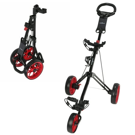 Caddymatic Golf Pro Lite 3 Wheel Golf Pull Cart Black/Red