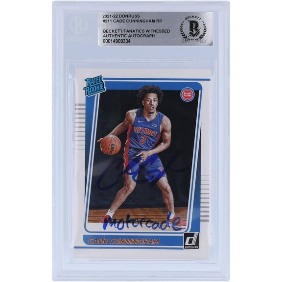Cade Cunningham Detroit Pistons Autographed 2021-22 Panini Donruss Rated Rookie #211 Beckett Fanatics Witnessed Authenticated Rookie Card with "Motorcade" Inscription - Fanatics Authentic Certified