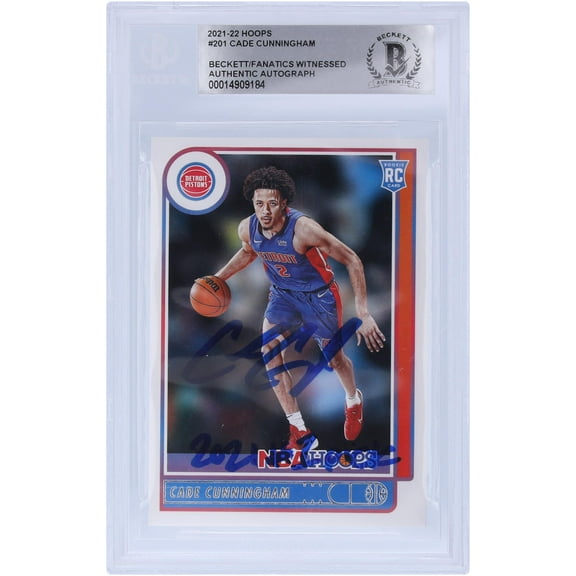 Cade Cunningham Detroit Pistons Autographed 2021-22 Panini NBA Hoops #201 Beckett Fanatics Witnessed Authenticated Rookie Card with "2021 #1 Pick" Inscription - Fanatics Authentic Certified