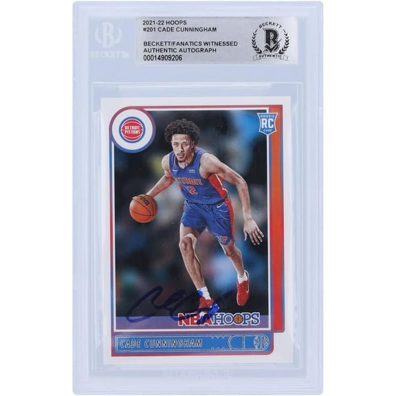 Cade Cunningham Detroit Pistons Autographed 2021-22 Panini NBA Hoops #201 Beckett Fanatics Witnessed Authenticated Rookie Card - Fanatics Authentic Certified