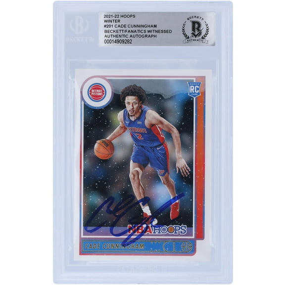 Cade Cunningham Detroit Pistons Autographed 2021-22 Panini NBA Hoops Winter #201 Beckett Fanatics Witnessed Authenticated Rookie Card - Fanatics Authentic Certified