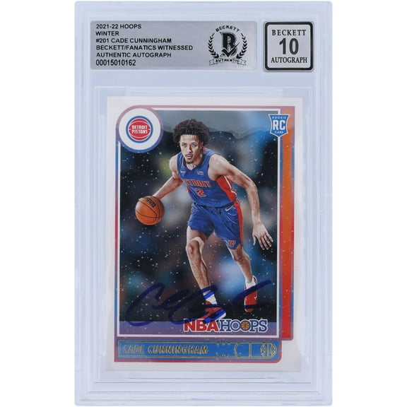 Cade Cunningham Detroit Pistons Autographed 2021-22 Panini NBA Hoops Winter Variation #201 Beckett Fanatics Witnessed Authenticated 10 Rookie Card - Fanatics Authentic Certified
