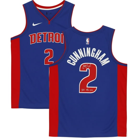 Cade Cunningham Detroit Pistons Autographed Blue Icon Swingman Jersey with "2021 #1 Draft Pick" Inscription - Fanatics Authentic Certified