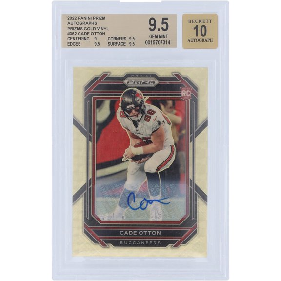 Cade Otton Tampa Bay Buccaneers Autographed 2022 Panini Prizm Gold Vinyl Prizm #362 #3/5 BGS Authenticated 9.5/10 Rookie Card - 9,9.5,9.5,9.5 Subgrades - Fanatics Authentic Certified