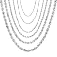 thumbnail image 1 of Cadena Para Mujer y de Plata 925 de Ley Esterlina Italiana Cuerda Corte De Diamante, 1 of 9