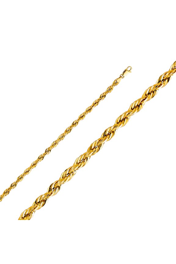 Cadena Silky Hollow Rope D.C. Chain Necklace 4 mm 14k Gold