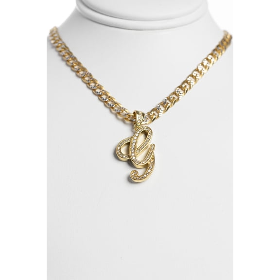 Cadena cubana con corte tipo diamante + letra G script